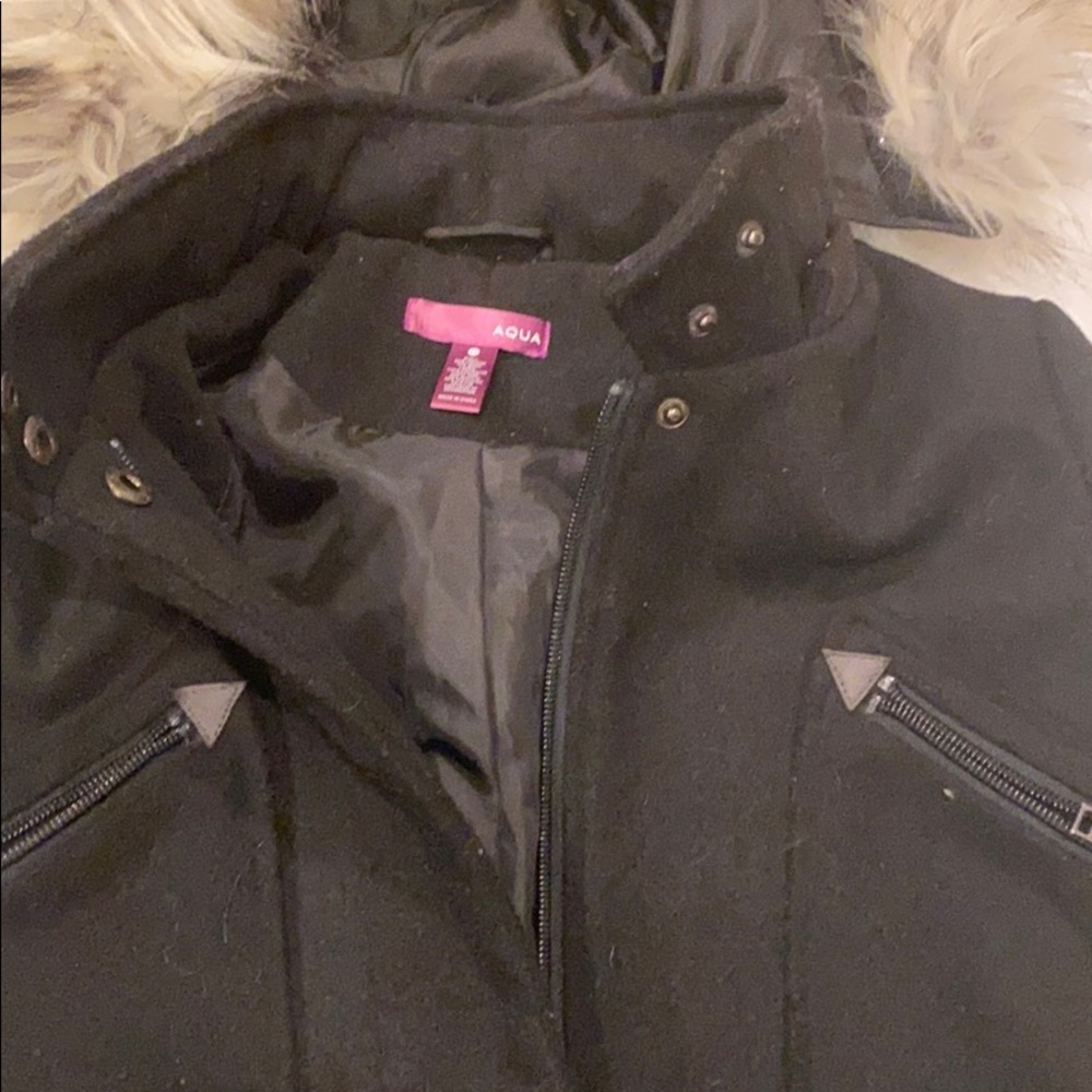Girls Faux Fur Hood Peacoat
